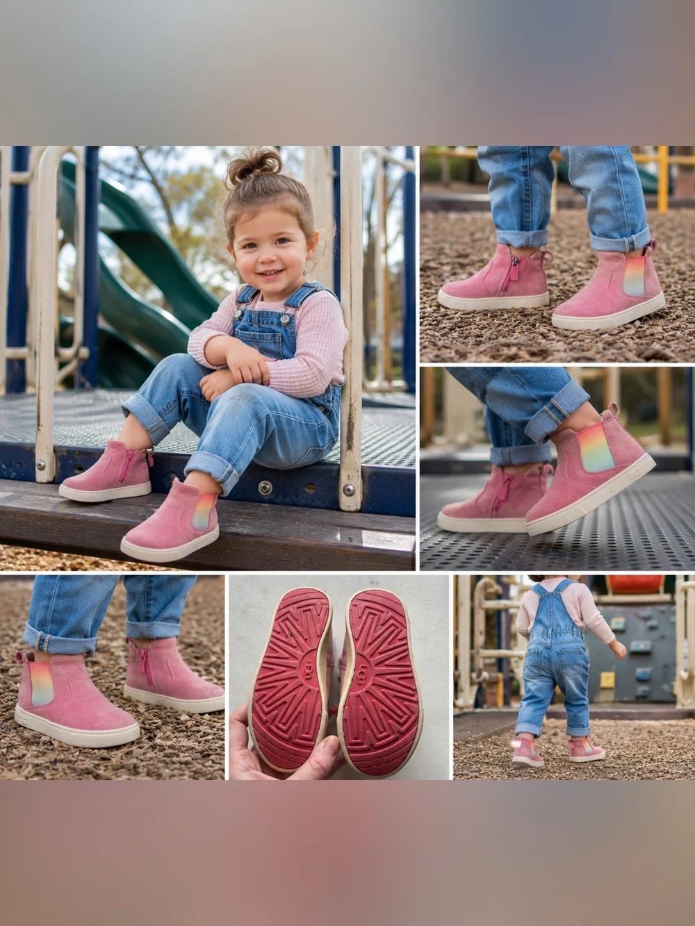 UGG Hamden II Rainbow Chelsea Sneaker Boots Pink Rose Toddler Girls Size 11